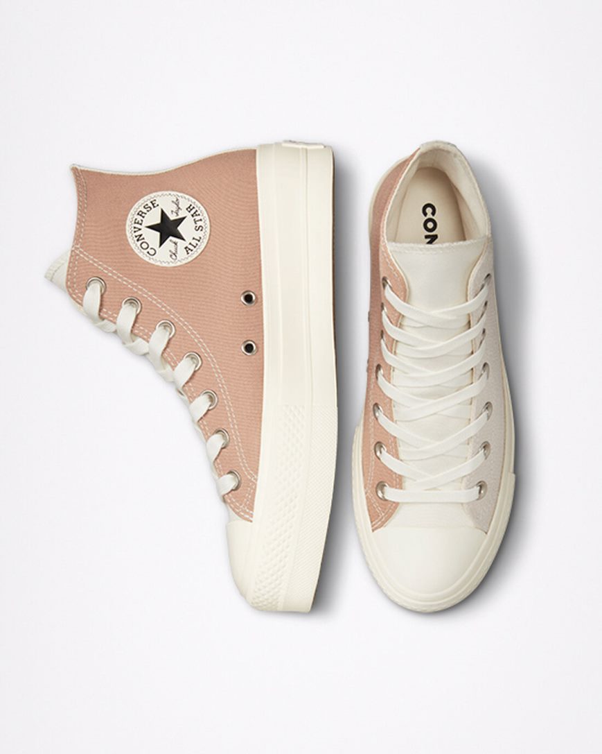 Sapatos Plataforma Converse Chuck Taylor All Star Lift Tri-Panel Cano Alto Feminino Abricó Cinzentas | PT V010T73